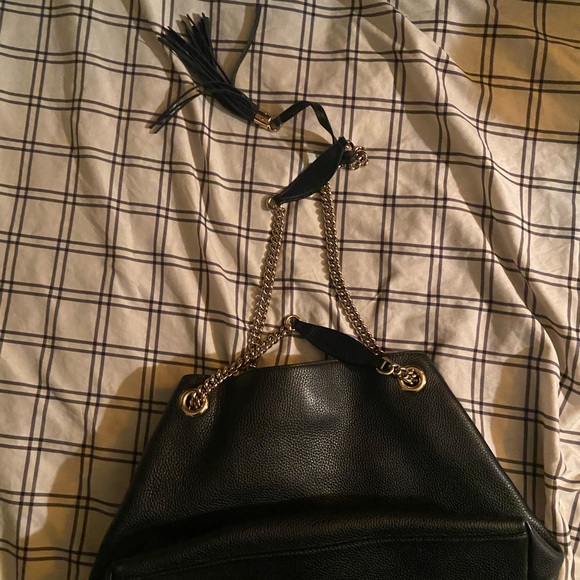 Gucci Hobo Soho Shoulder Chain Tote Bag Black Leather Satchel - Picture 3 of 9
